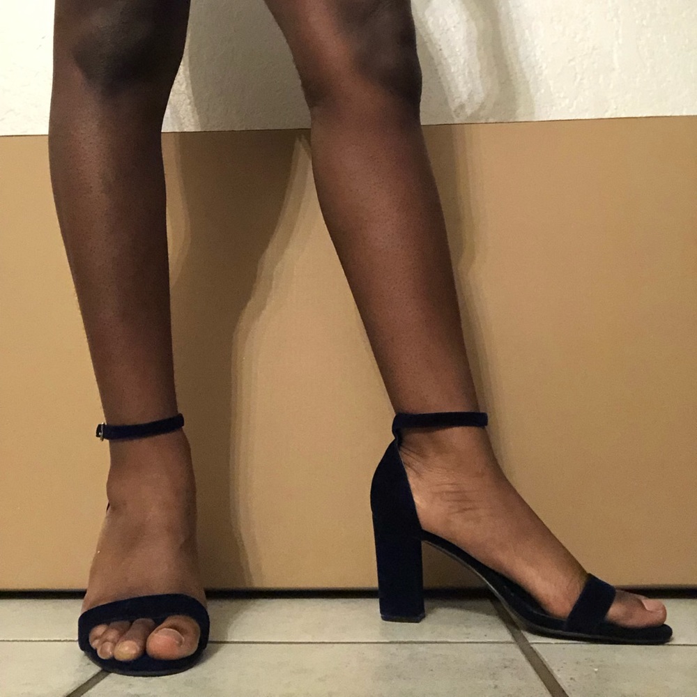 navy chunky heels